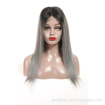 Ombre 1B Gray 100% Virgin Human Hair Wigs Cuticle Aligned Straight Hair Brazilian 4x4 5x5 6x6 Closures Swiss Lace Wig Vendors